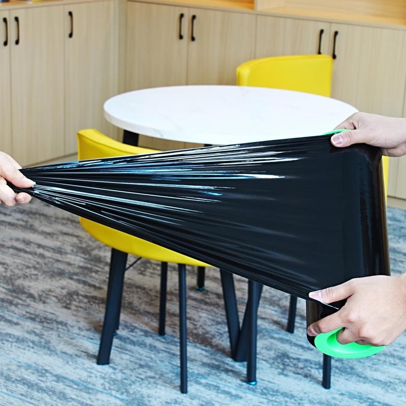 CHUANGSEED Stretch Film 12 in x 1000 ft Moving Wrapping Plastic Shrink Film Strength Stretch 80 Gauge Durable Industrial Strength,Black,2 Pack - Image 5